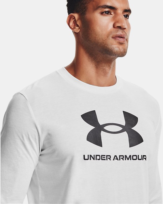 Men's UA Sportstyle Logo Long Sleeve, White, pdpMainDesktop image number 3